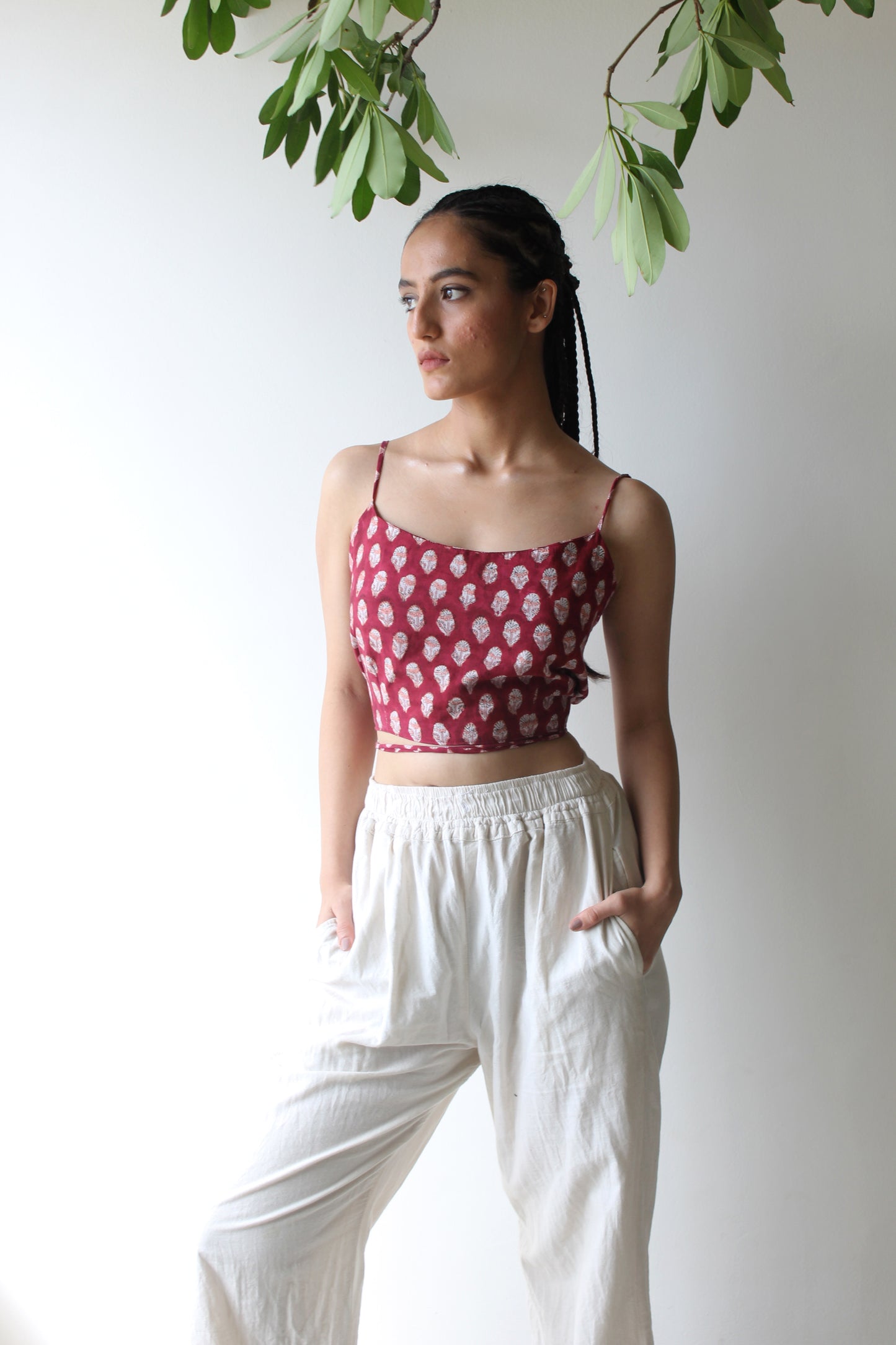 Crimson Embrace - Red Block print Top