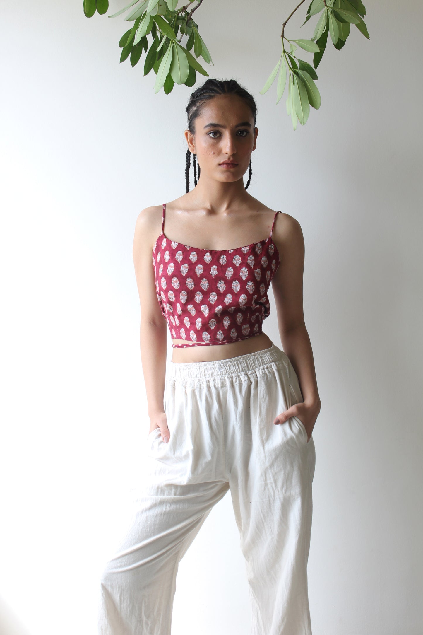 Crimson Embrace - Red Block print Top