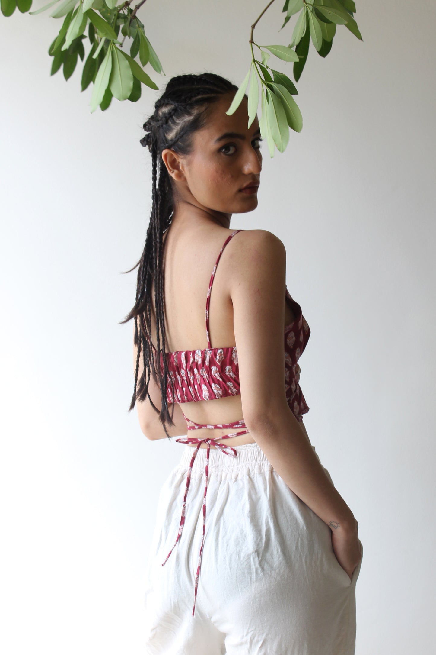Crimson Embrace - Red Block print Top