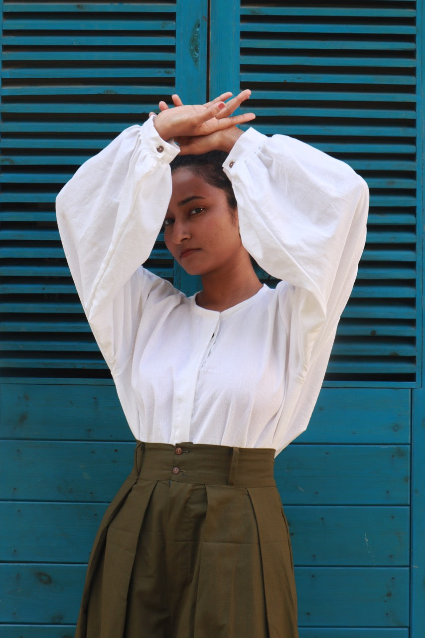Ivory Breeze - White Cotton Shirt