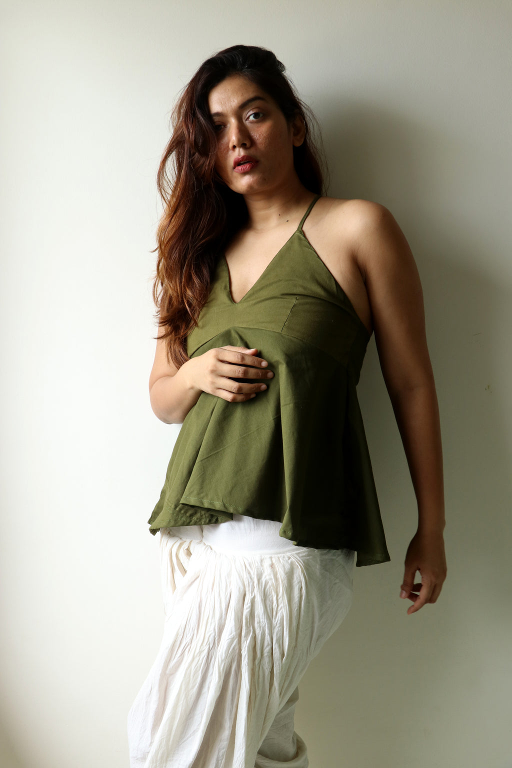 Aarzoo - Olive Green Camisole Top