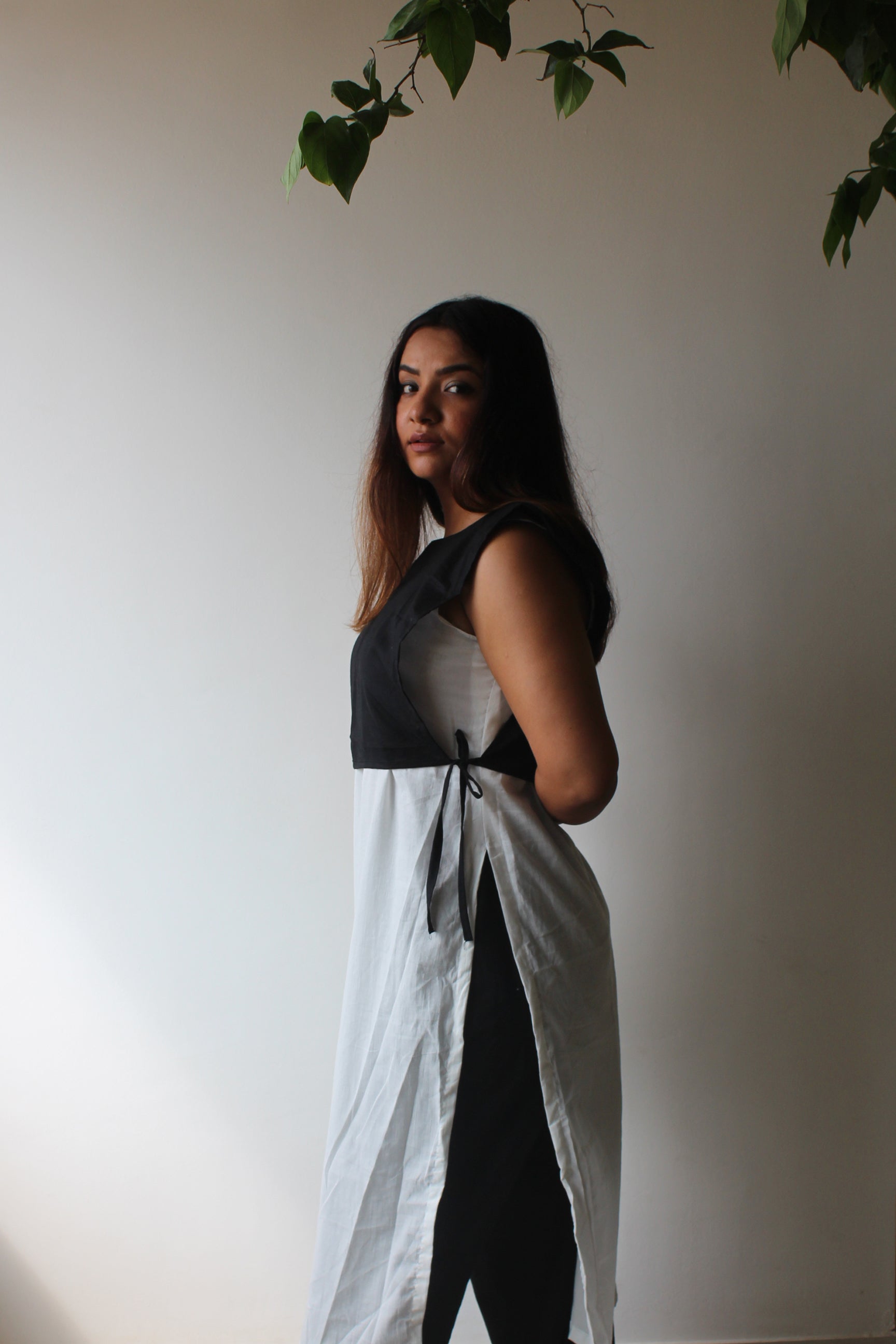 Deimos - Black and White Cotton Kurta Set