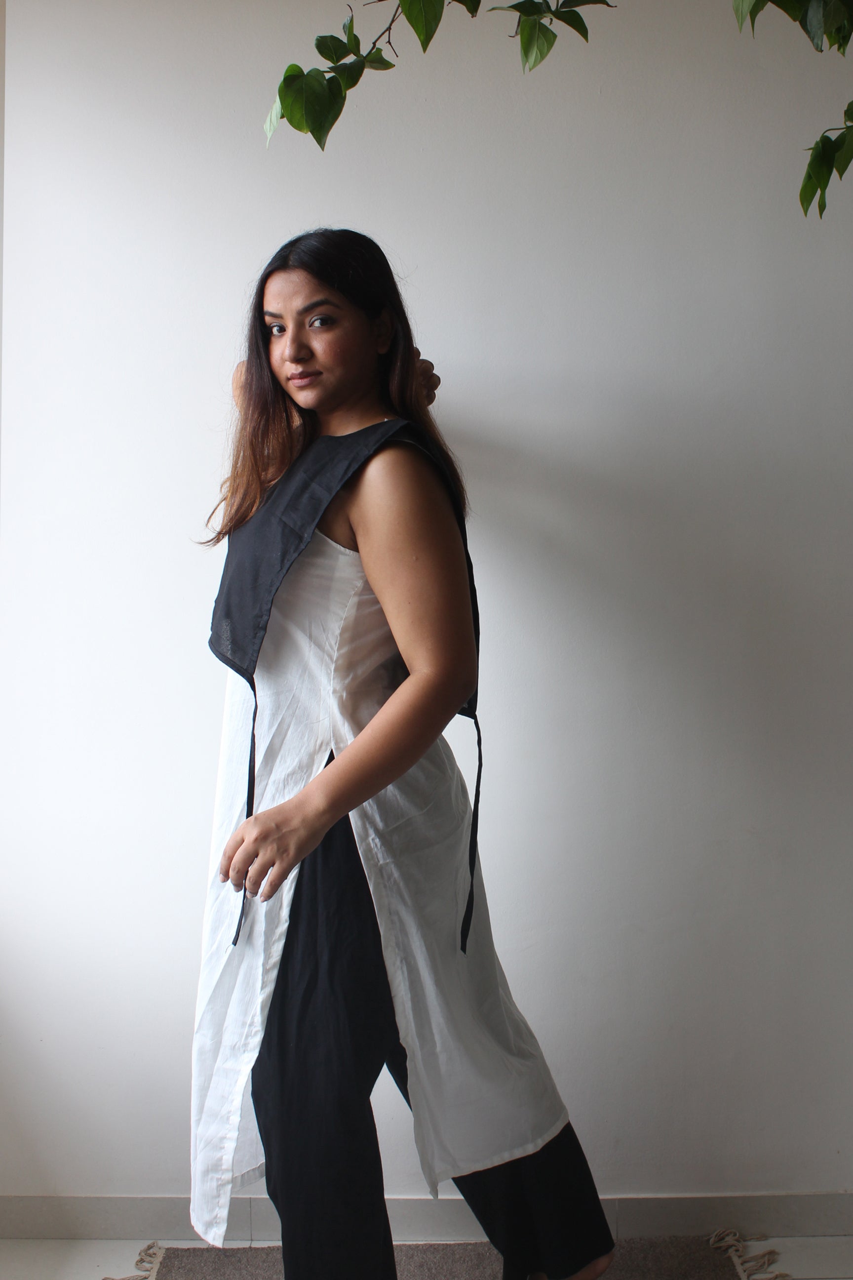 Deimos - Black and White Cotton Kurta Set