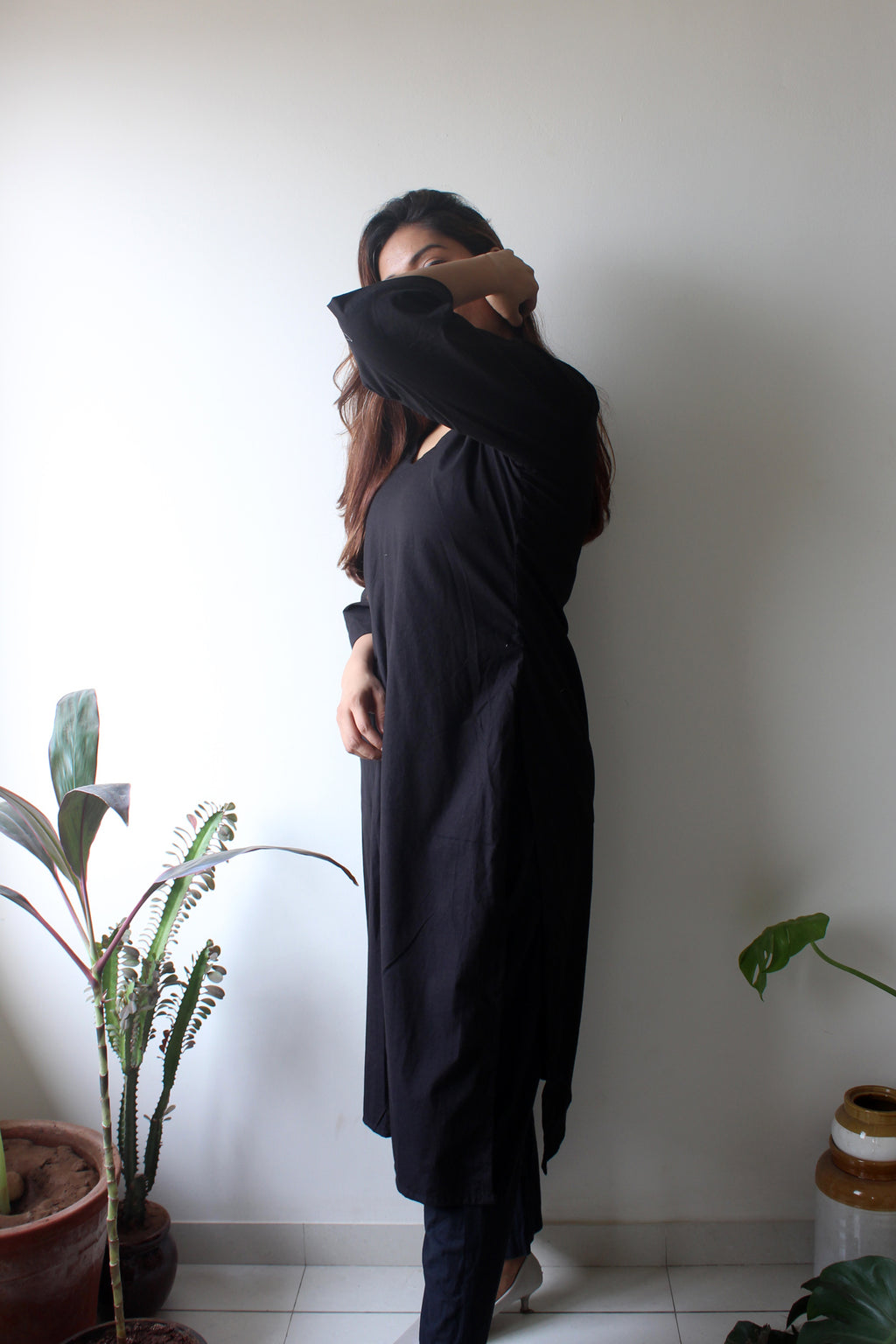 Ebony - Black Cotton Kurta Set