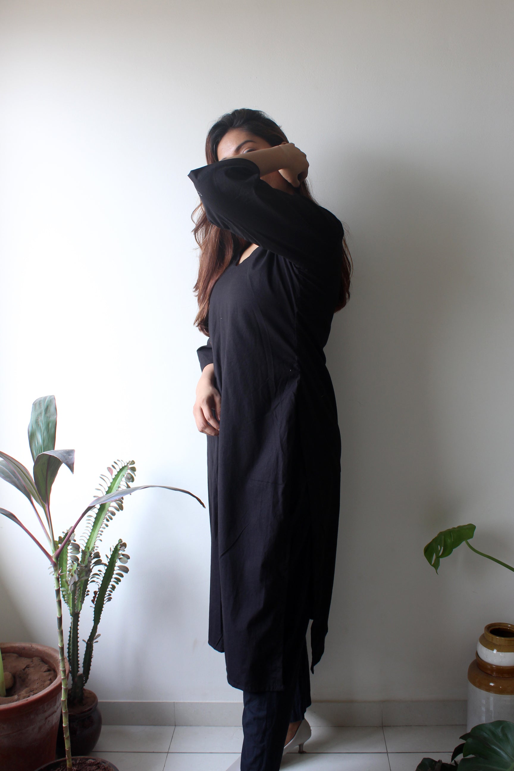 Ebony - Black Cotton Kurta Set
