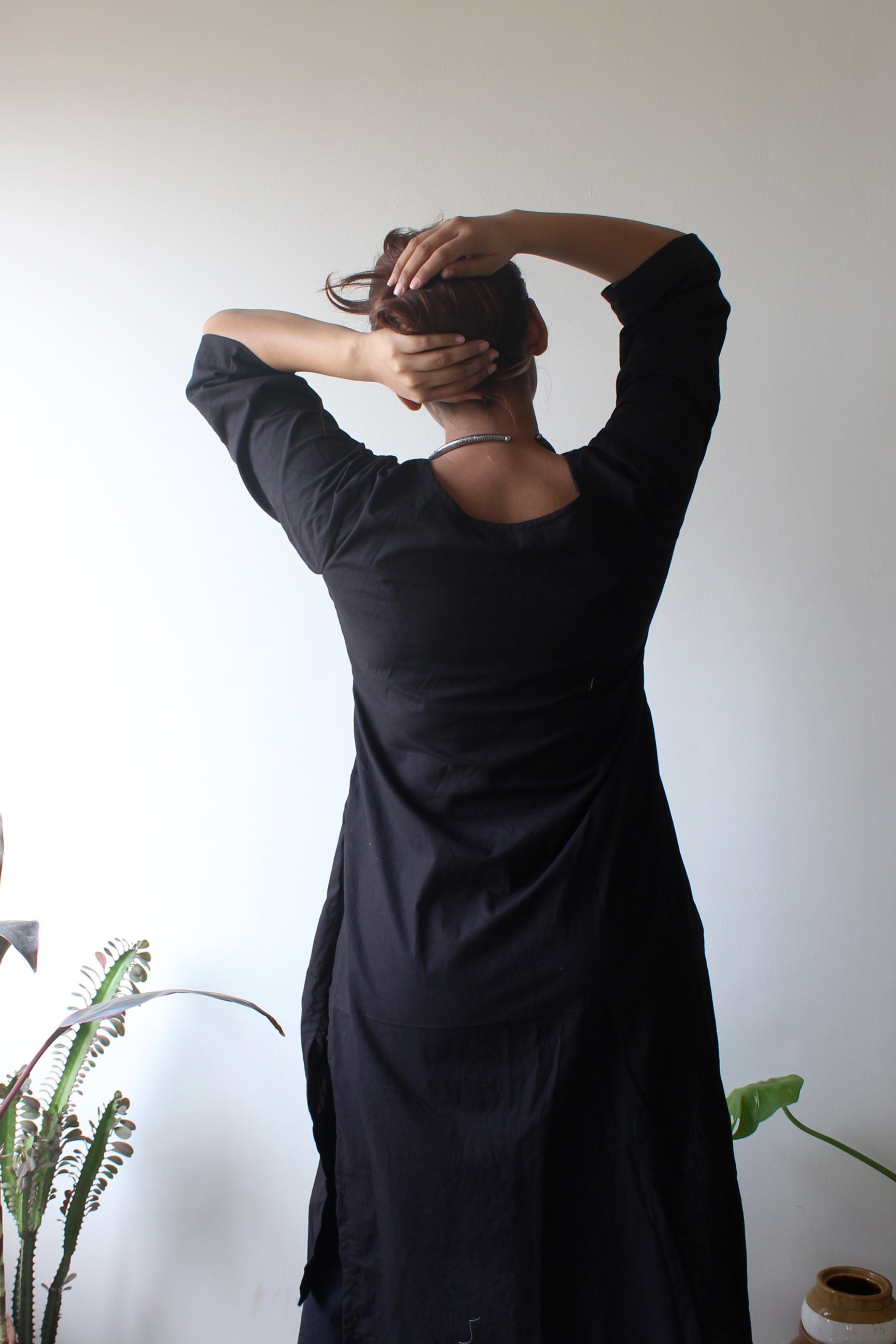 Ebony - Black Cotton Kurta Set