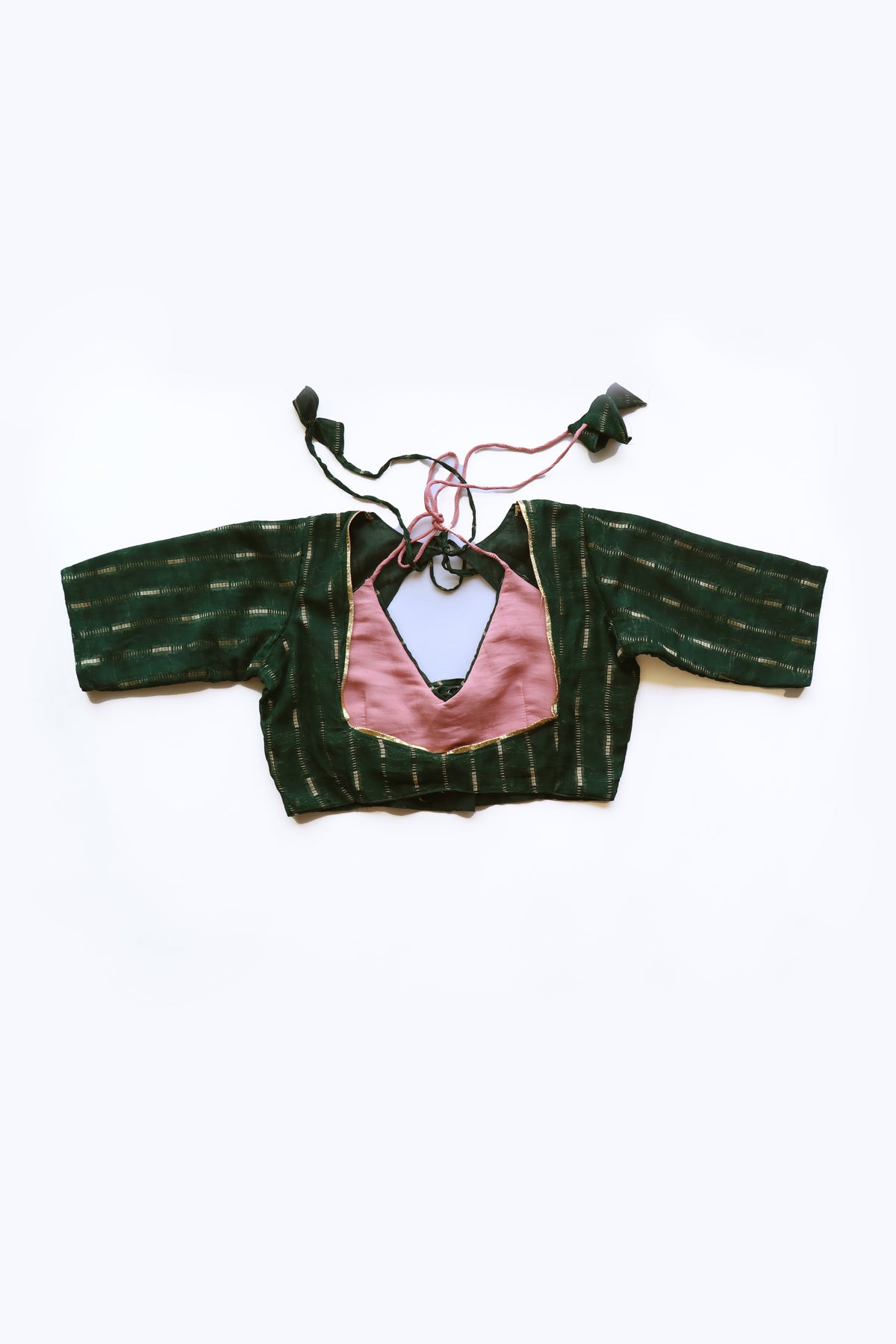 VUKICA - Forest Green & Dusty Pink Layred Blouse