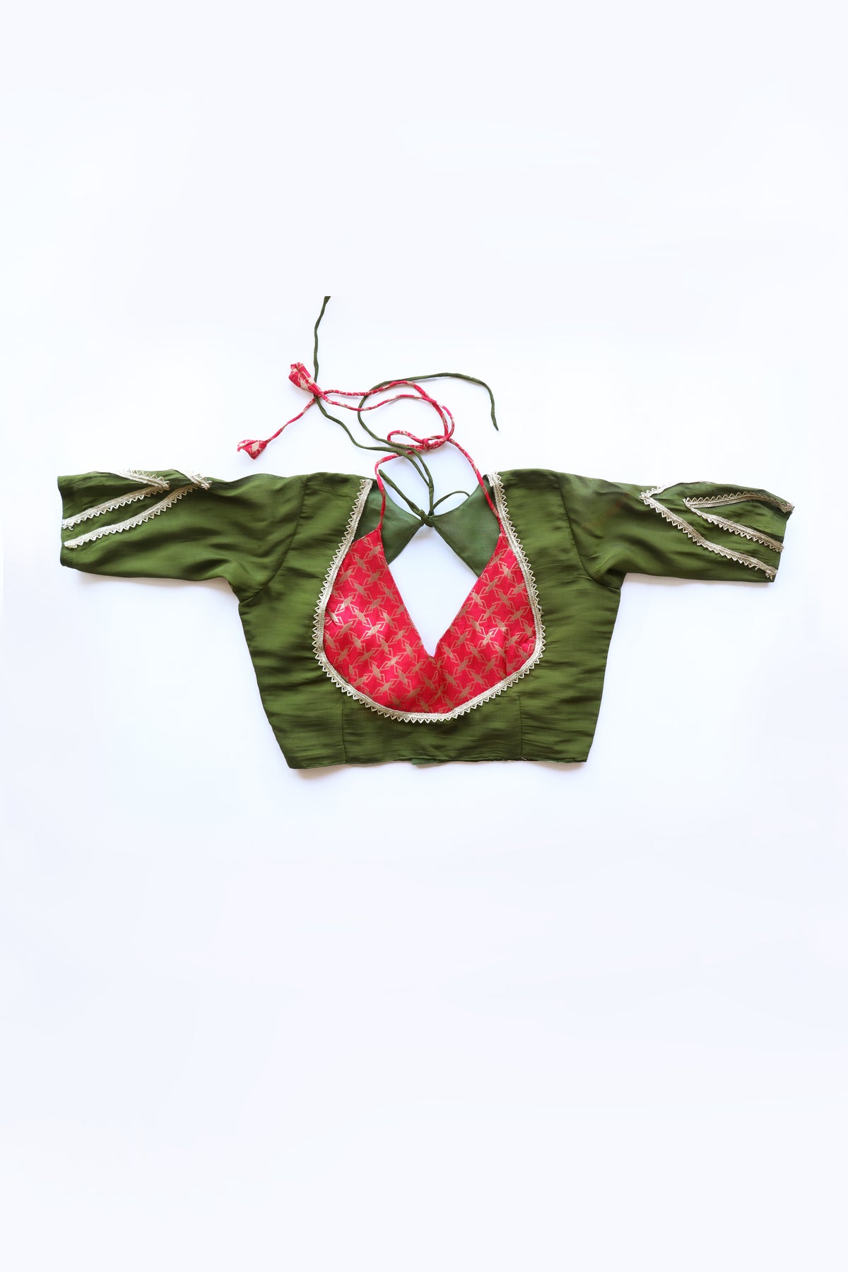 ERIWEN - Olive & Crimson Layred Blouse