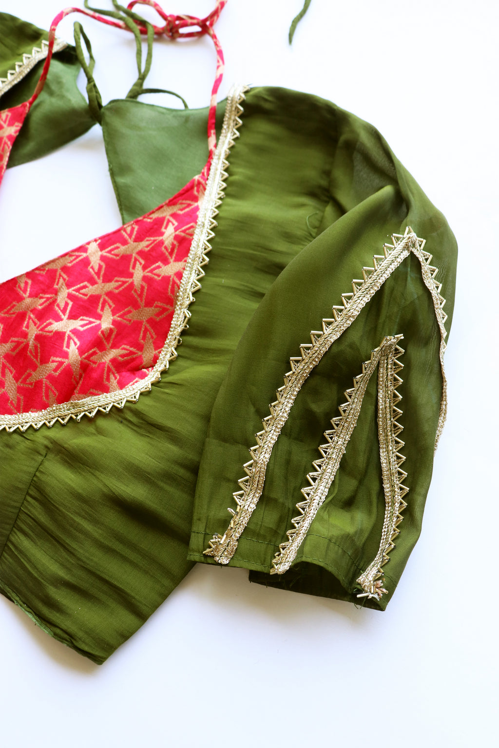 ERIWEN - Olive & Crimson Layred Blouse