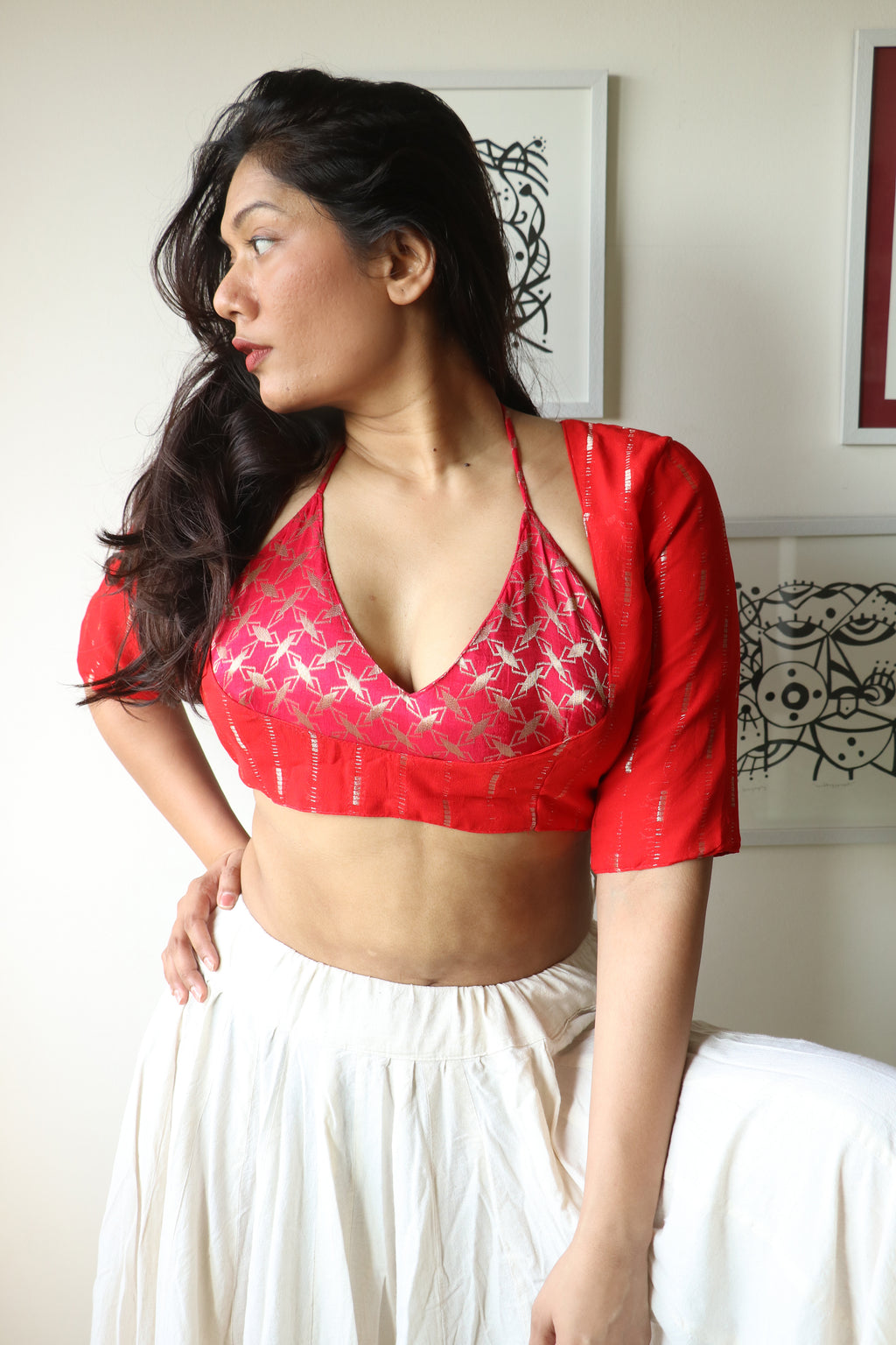HESPERIA - Ruby & Pink Patterned Layred Blouse