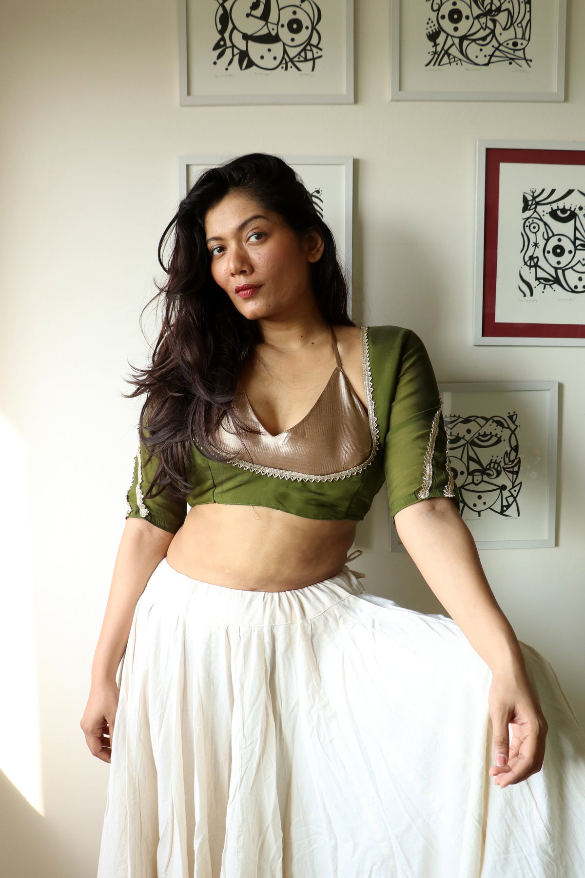 SKYLLA - Olive & Gold Blouse