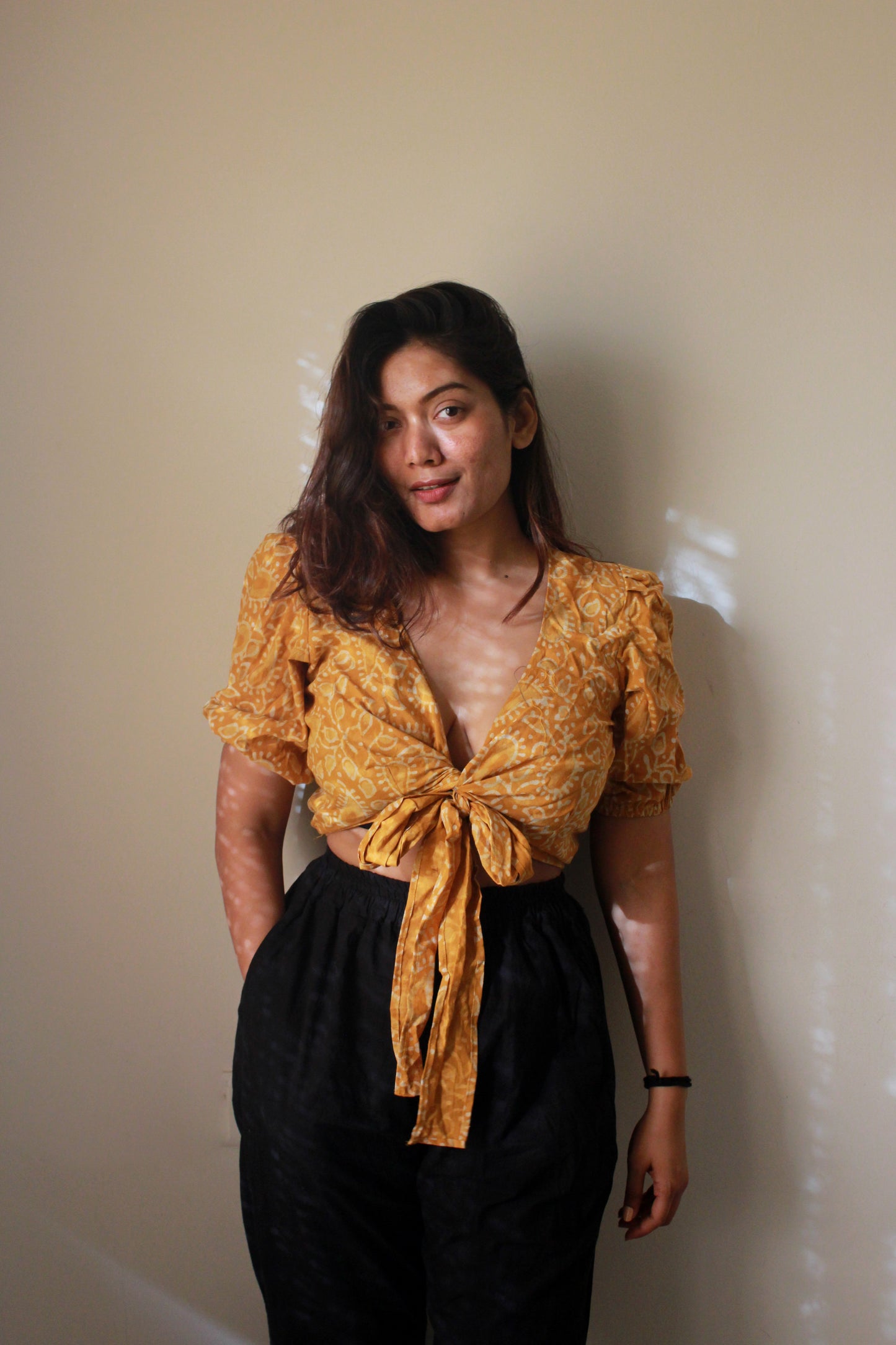 Yellow Cotton Tie Top