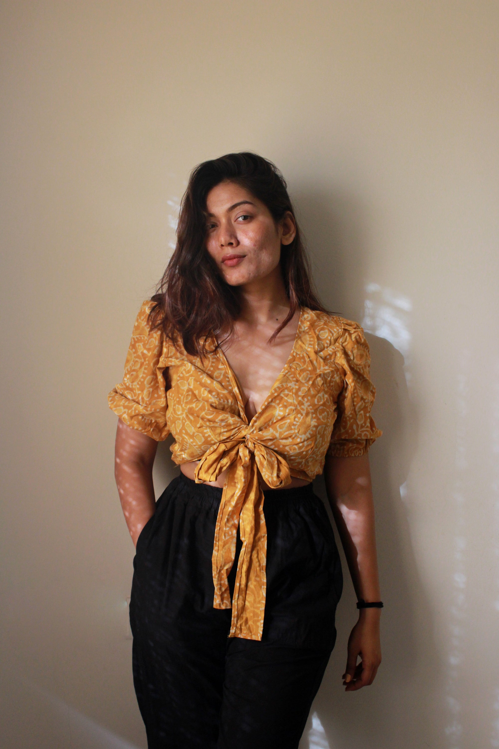Yellow Cotton Tie Top