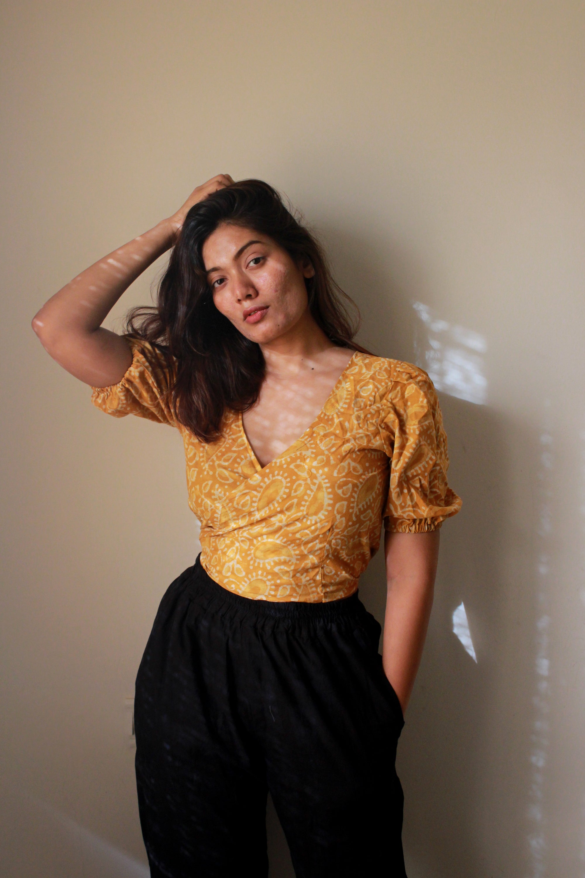 Yellow Cotton Tie Top