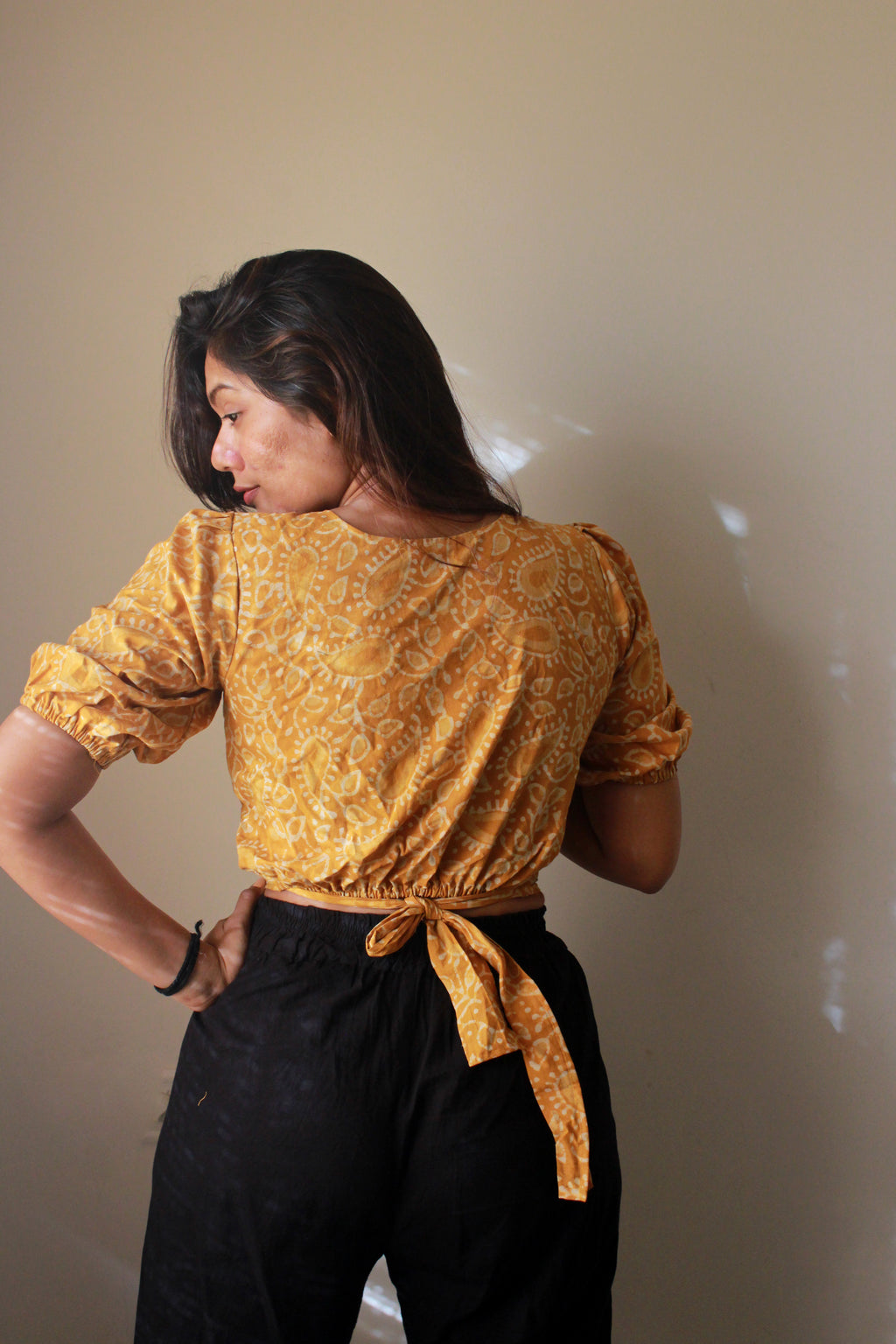 Yellow Cotton Tie Top