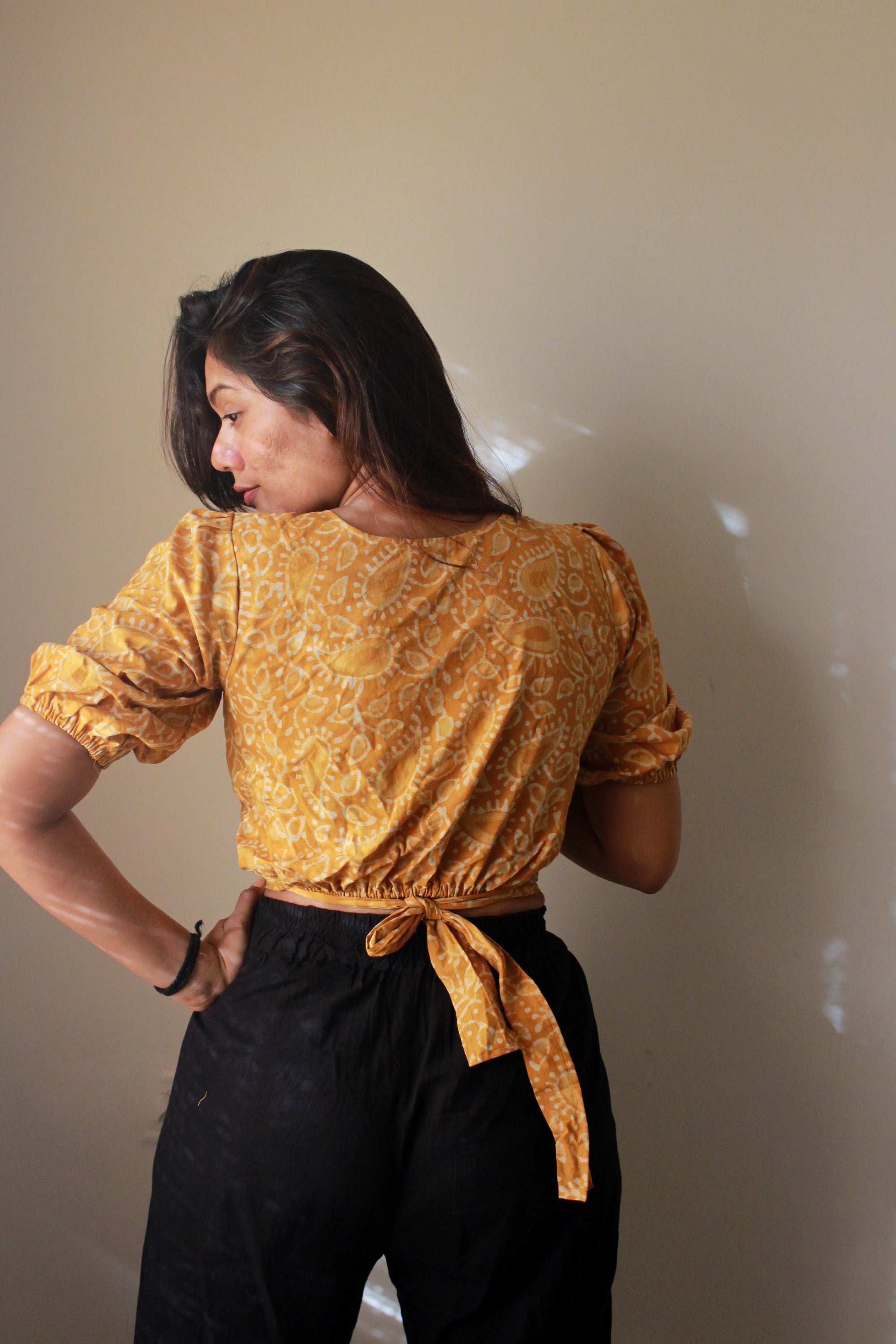 Yellow Cotton Tie Top
