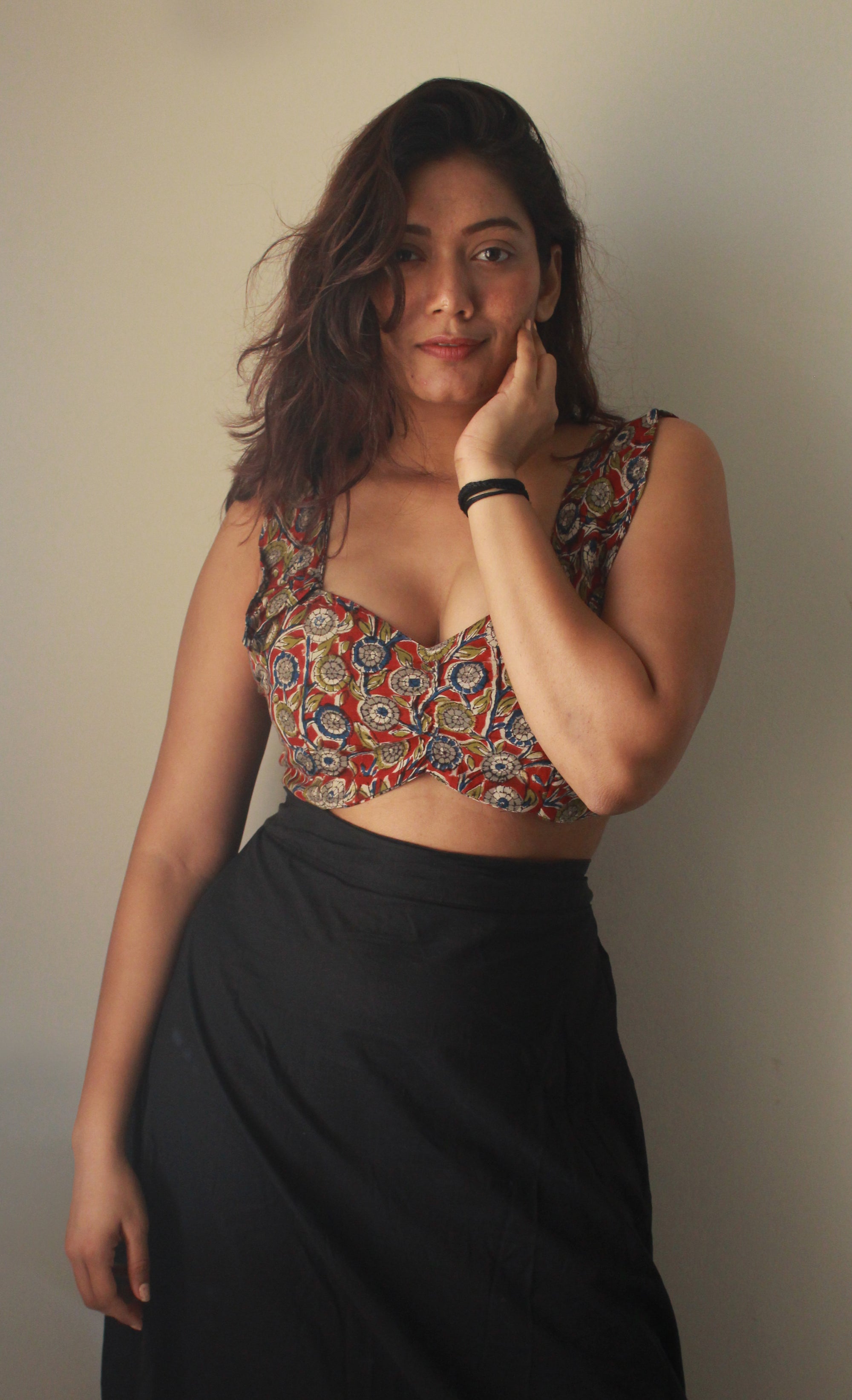 YAN - Red kalamkari silk top