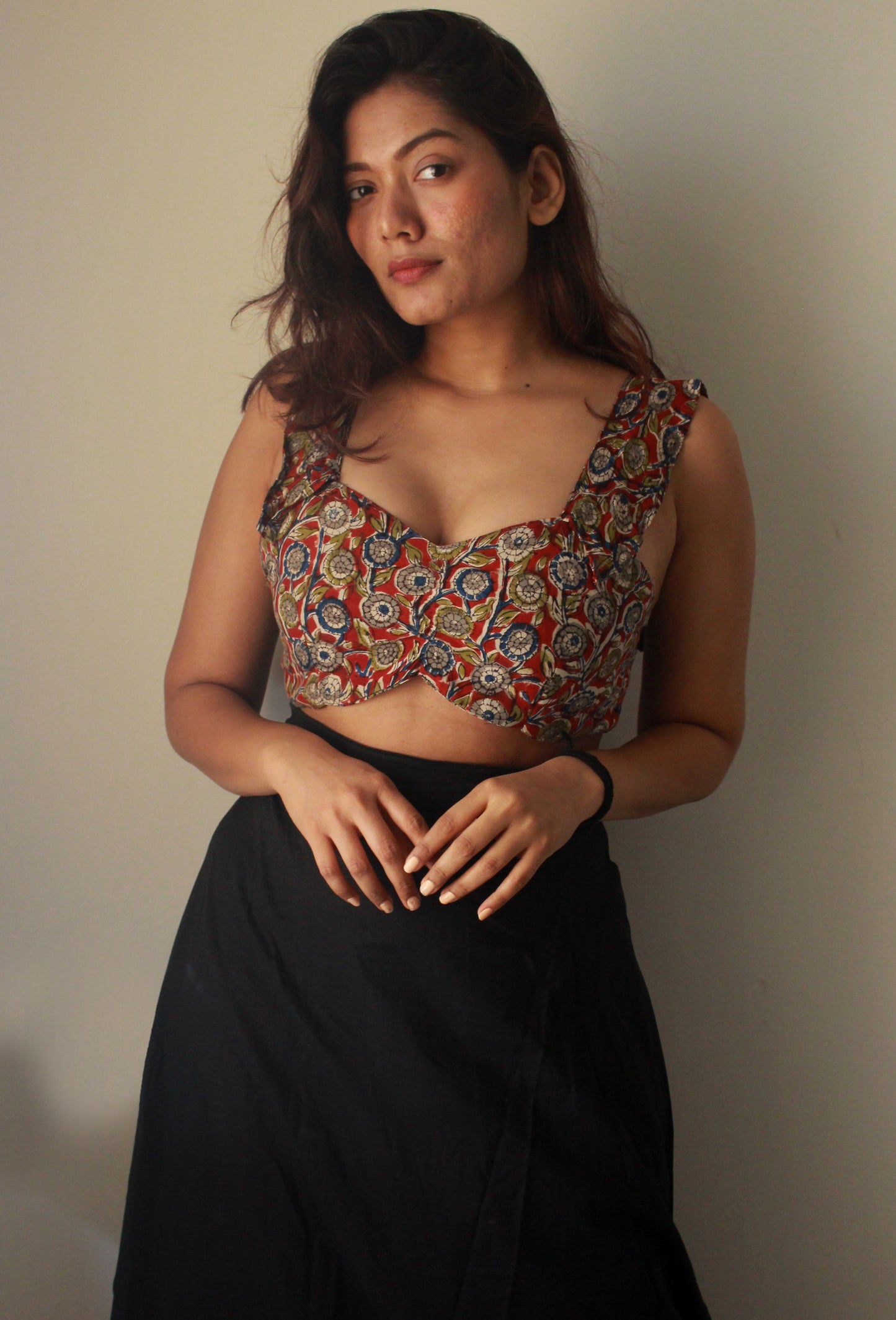 YAN - Red kalamkari silk top