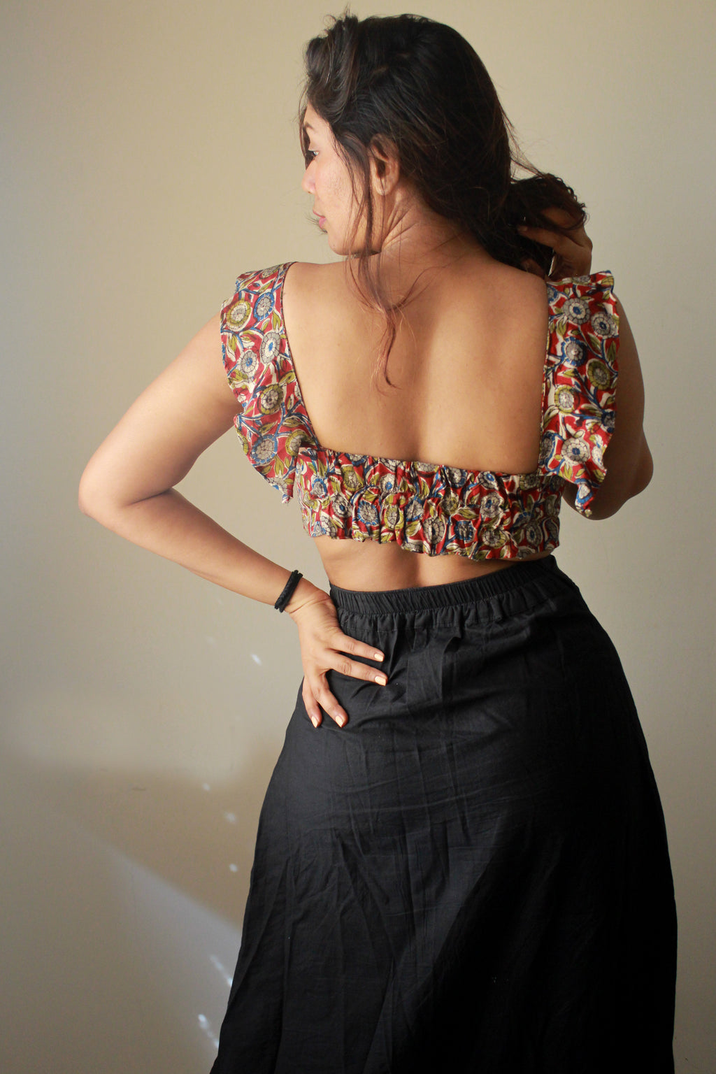 YAN - Red kalamkari silk top