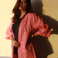 Pink Block Print with Kantha Kimono