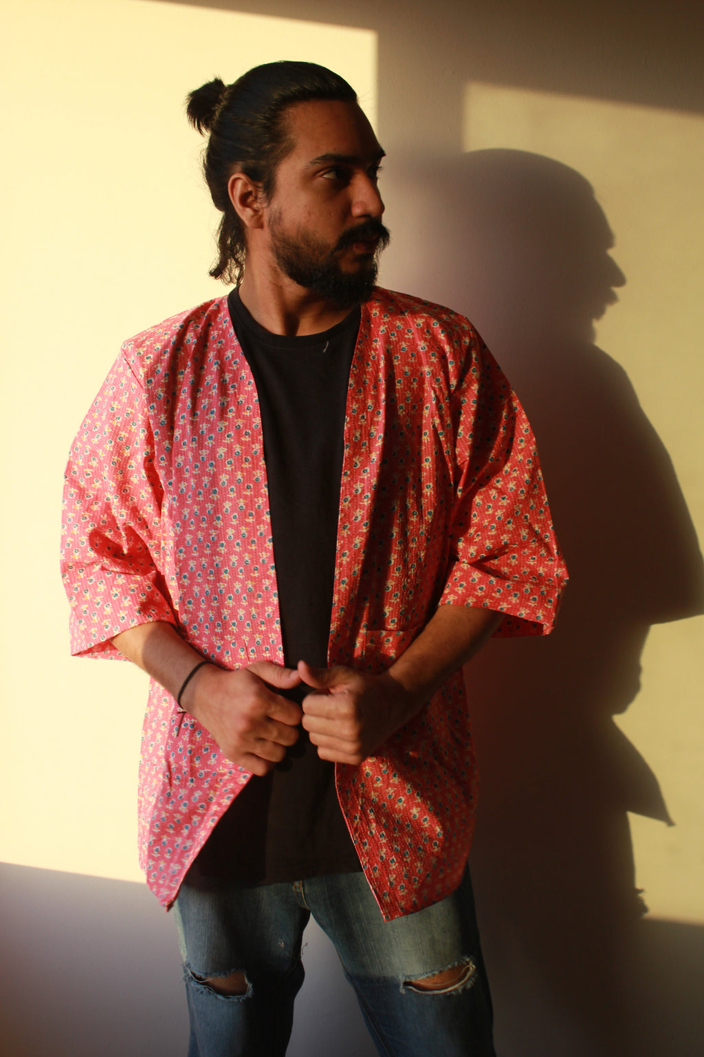 Pink Block Print Kantha Kimono